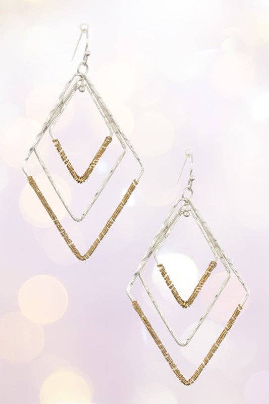 Multi Hammered Link Diamond Dangle Earring - With Purpose Boutique