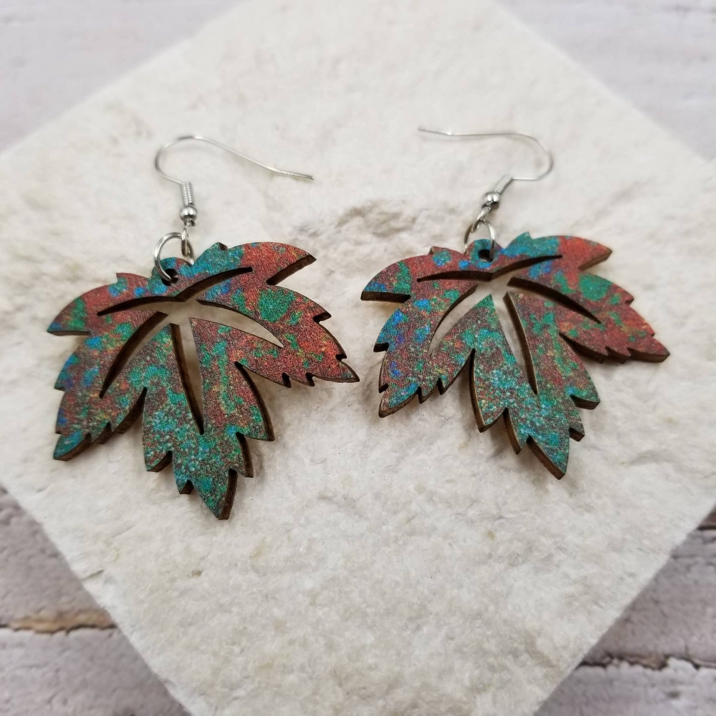 Boho Wood Maple Leaf Earrings - With Purpose Boutique