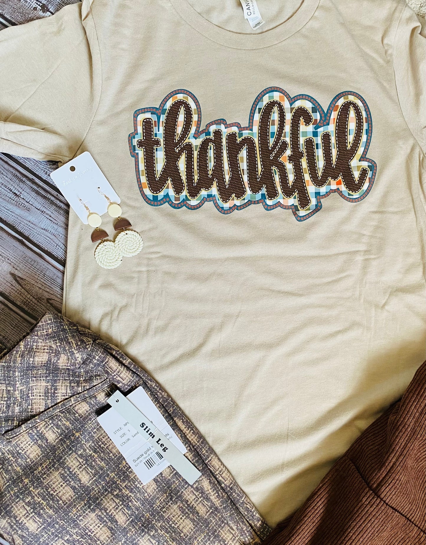 Thankful Plaid Graphic Tee - With Purpose Boutique