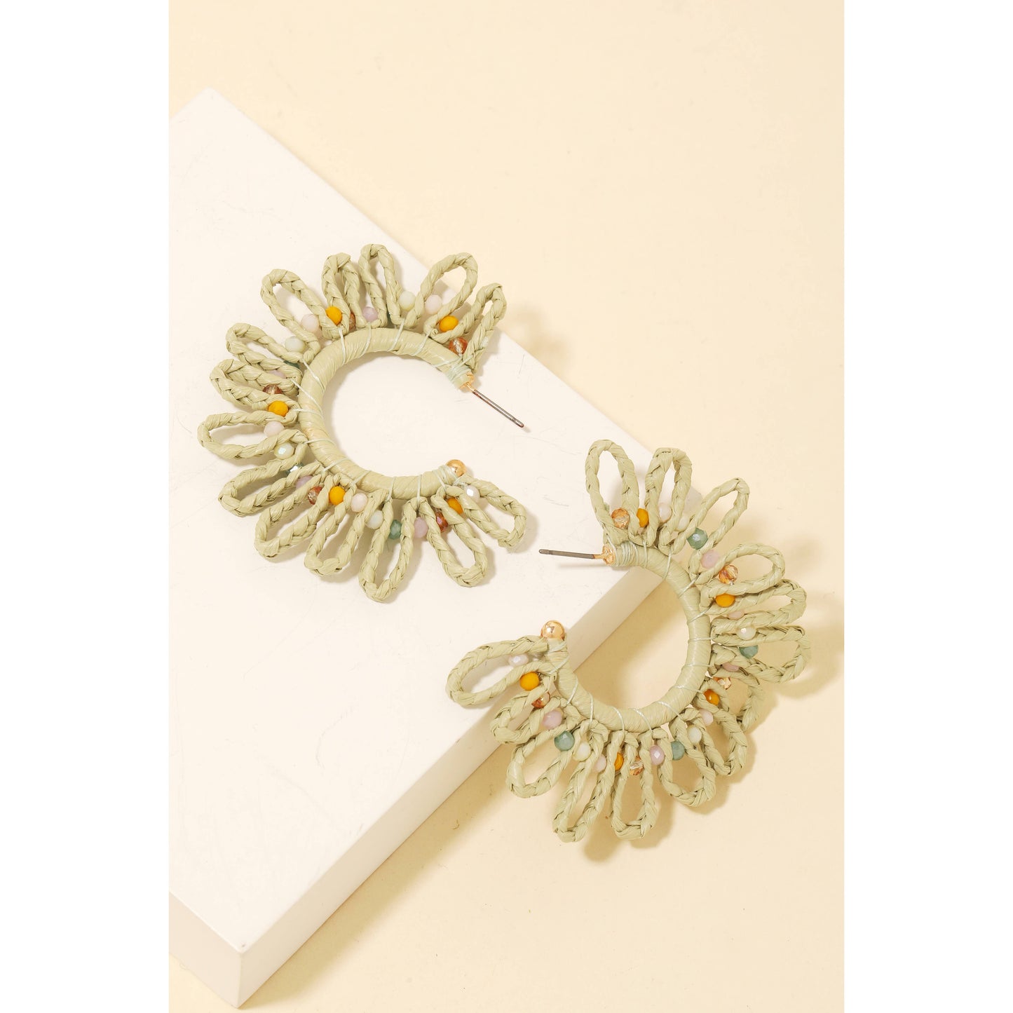 Paper Braided Flower Hoop Earrings