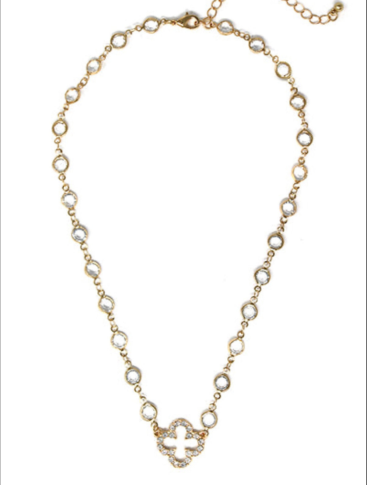 Crystal Linked Pave Clover Necklace - With Purpose Boutique
