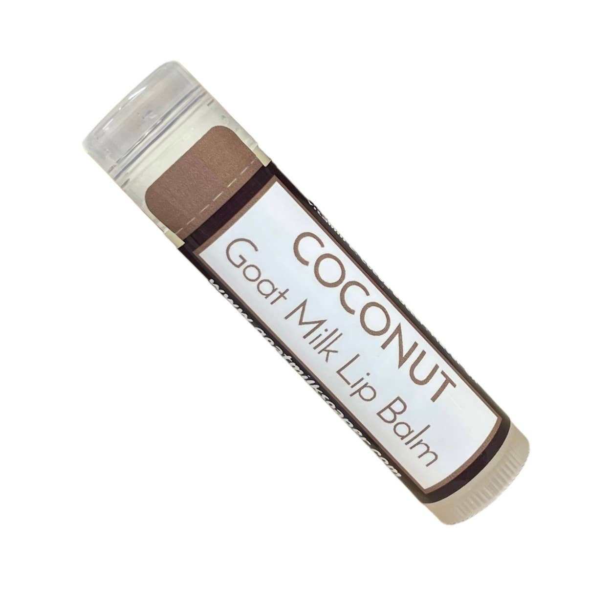 Coconut goat milk lip balm on a white background