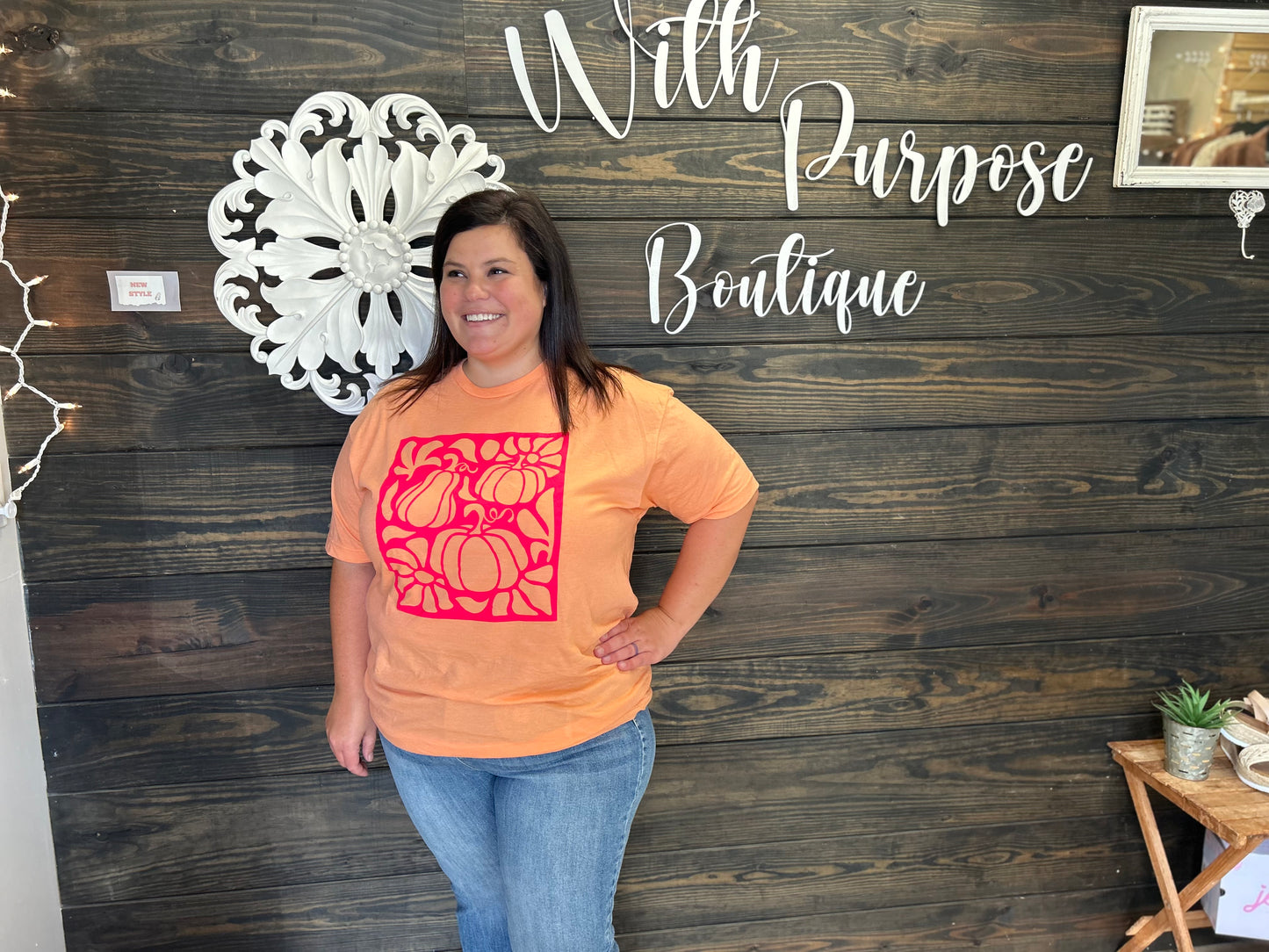 Boho Floral Pumpkin Tee - With Purpose Boutique