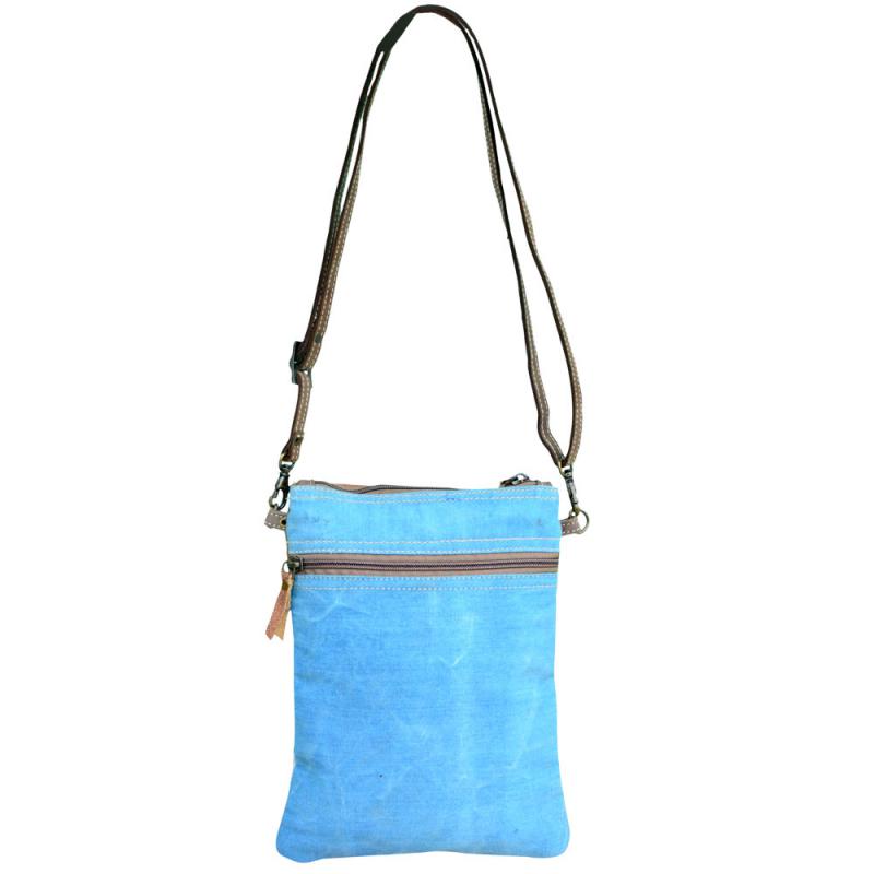 Blue Floral Crossbody w/Leather - With Purpose Boutique