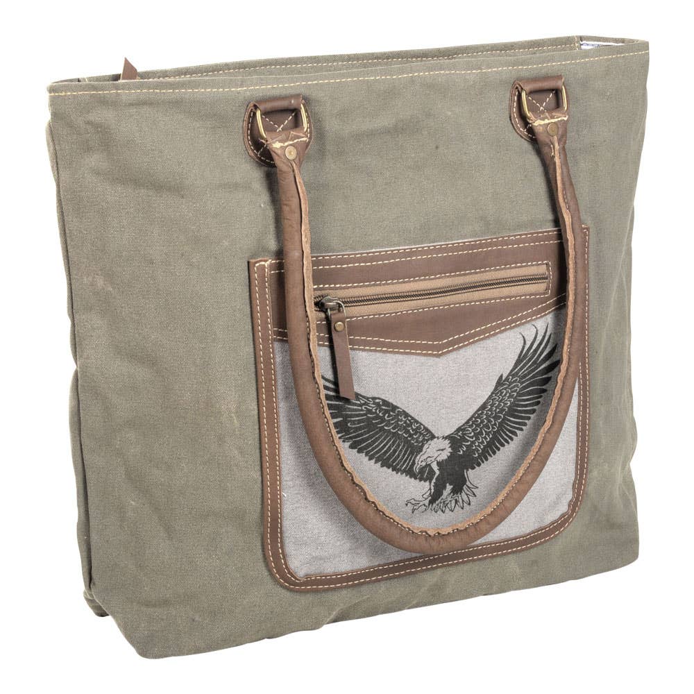 Eagle Tote With Leather Trim Canvas Bag