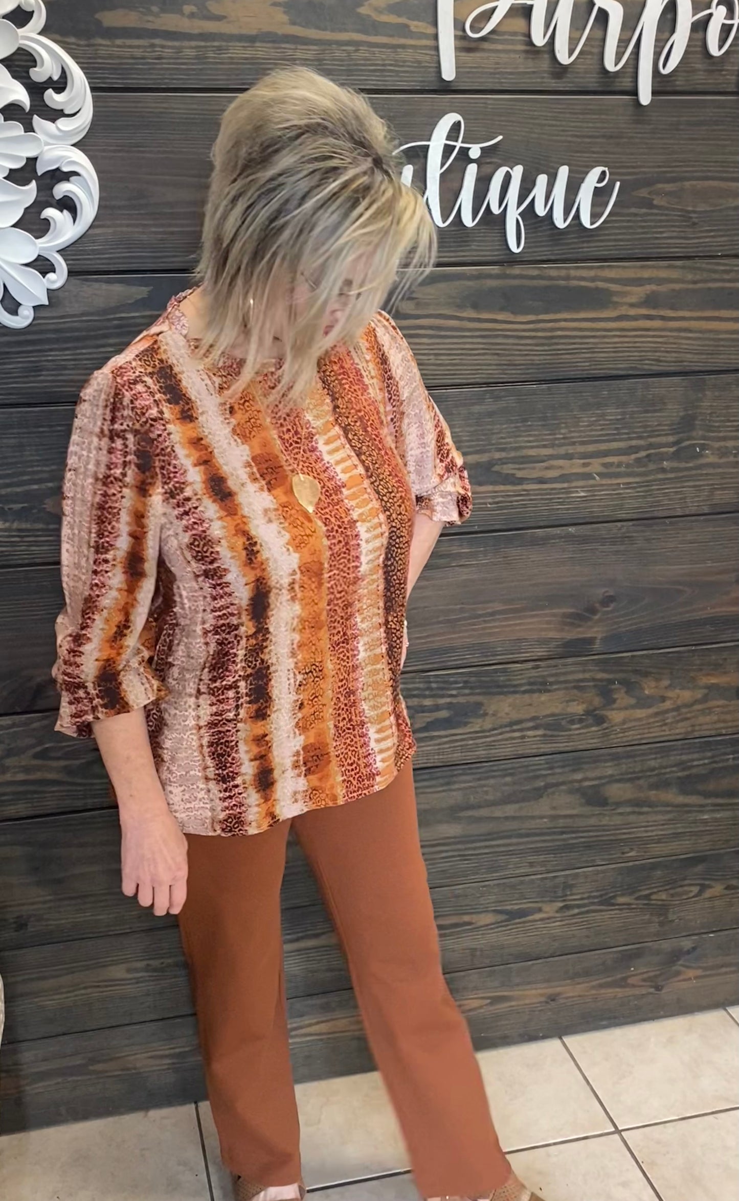 Rusted Leopard Blouse - With Purpose Boutique