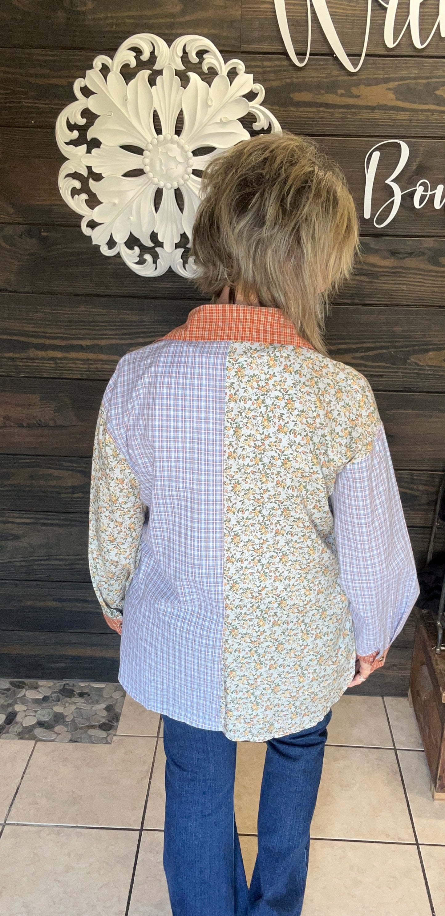 Plaid Floral Patchwork Top - With Purpose Boutique