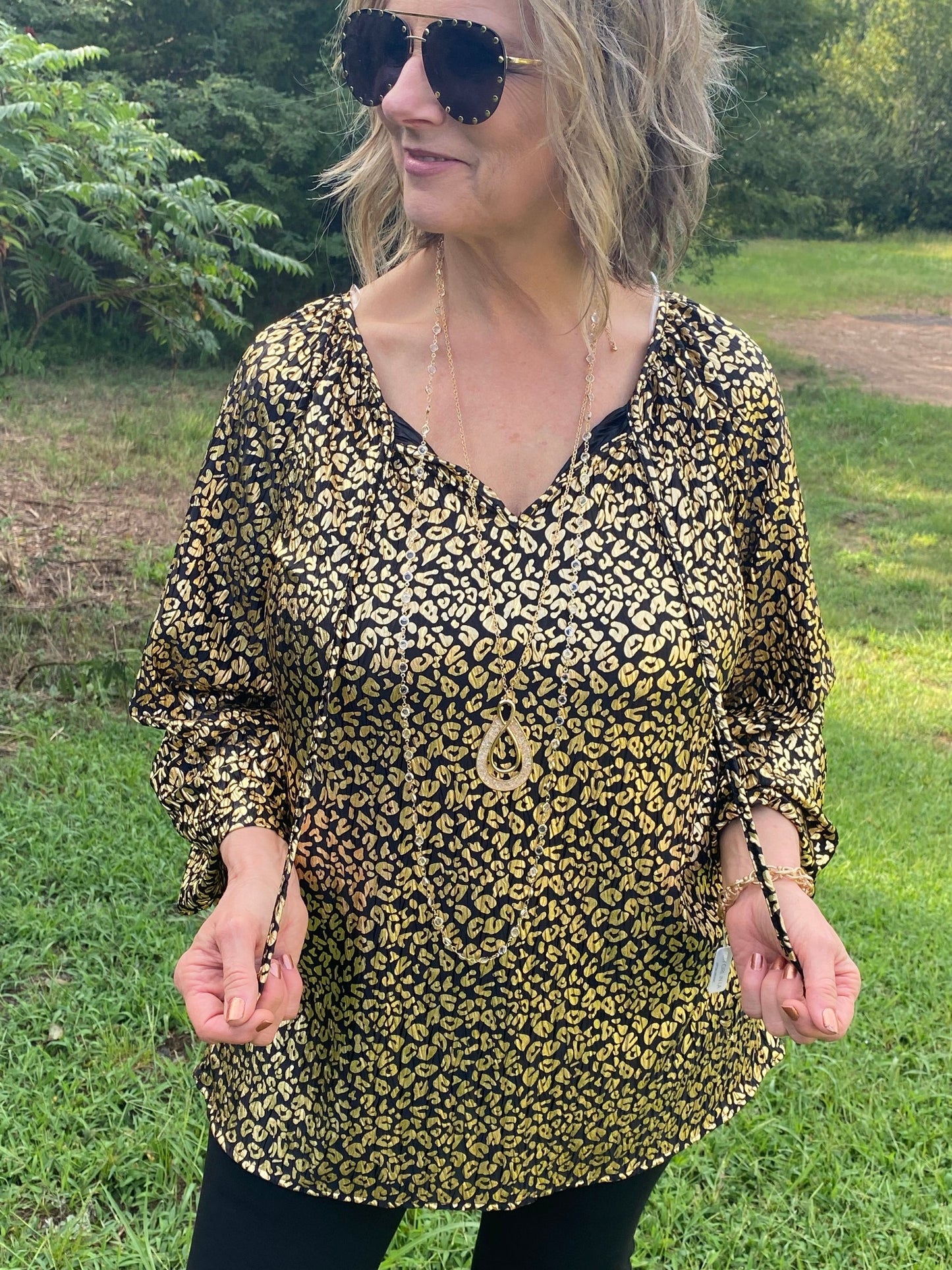 Leopard and gold extra top