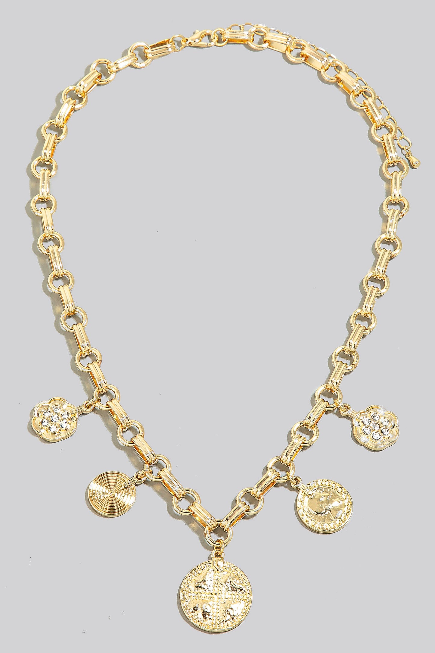Mixed Coin Charms Chain Necklace