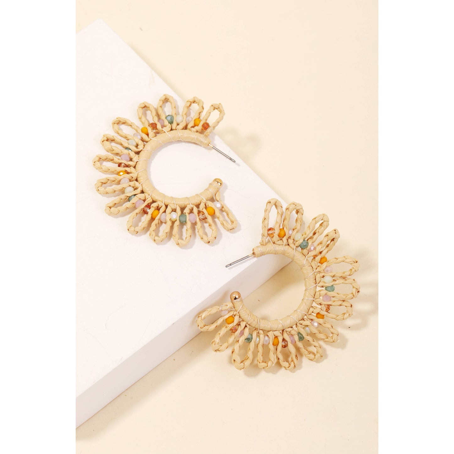 Paper Braided Flower Hoop Earrings