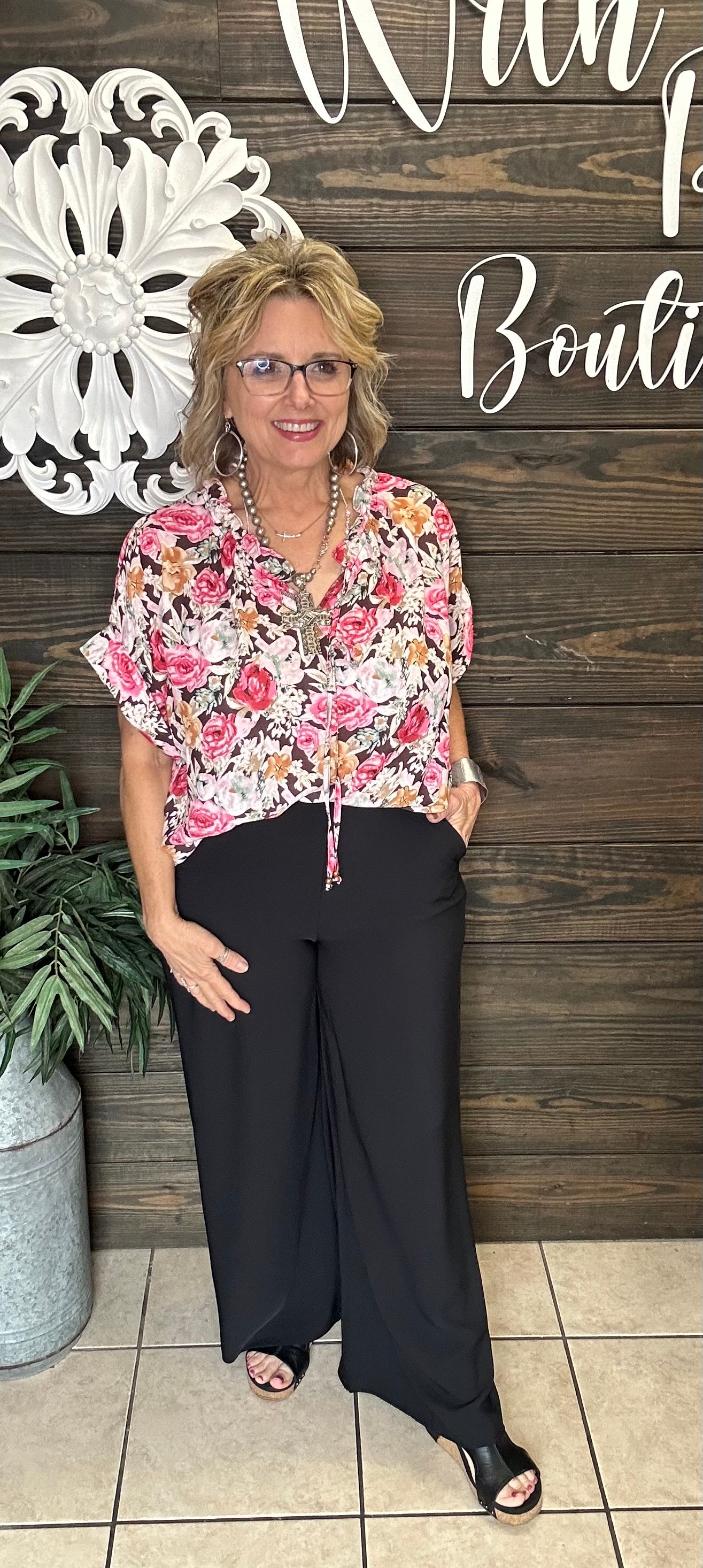 Featuring a classic wide leg design, elastic waist for comfortable wear, and endless styling options. Perfect for any occasion, these are a great addition to any wardrobe!
97% POLYESTER 3% SPANDEX/ fits true to size