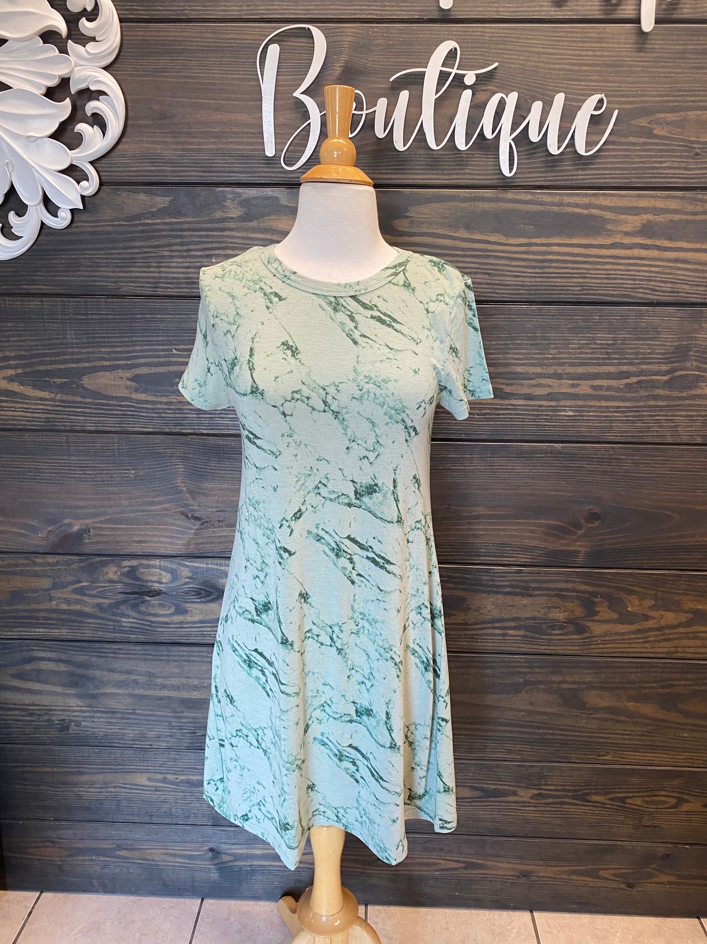 Sage Marble Pull On Dress