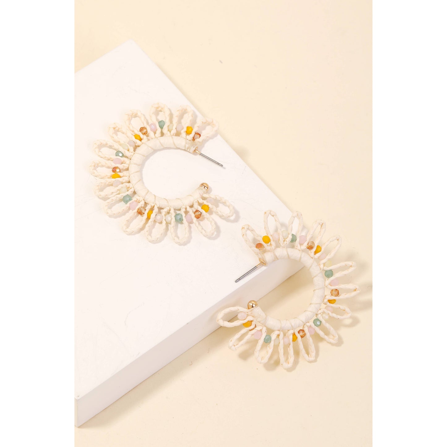 Paper Braided Flower Hoop Earrings