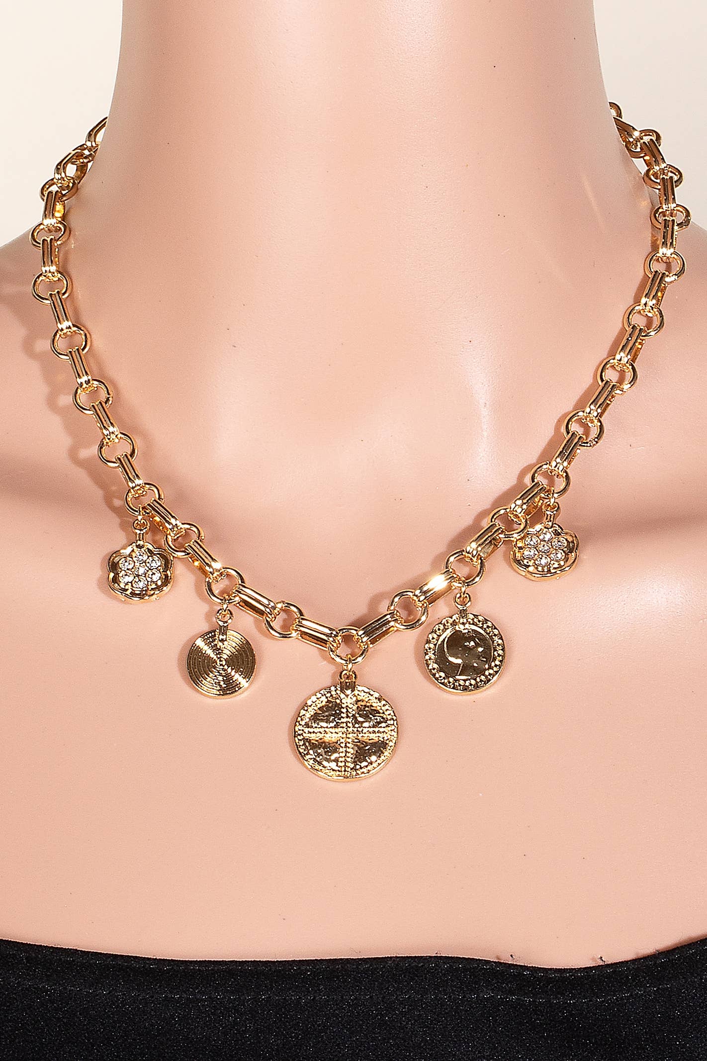 Mixed Coin Charms Chain Necklace