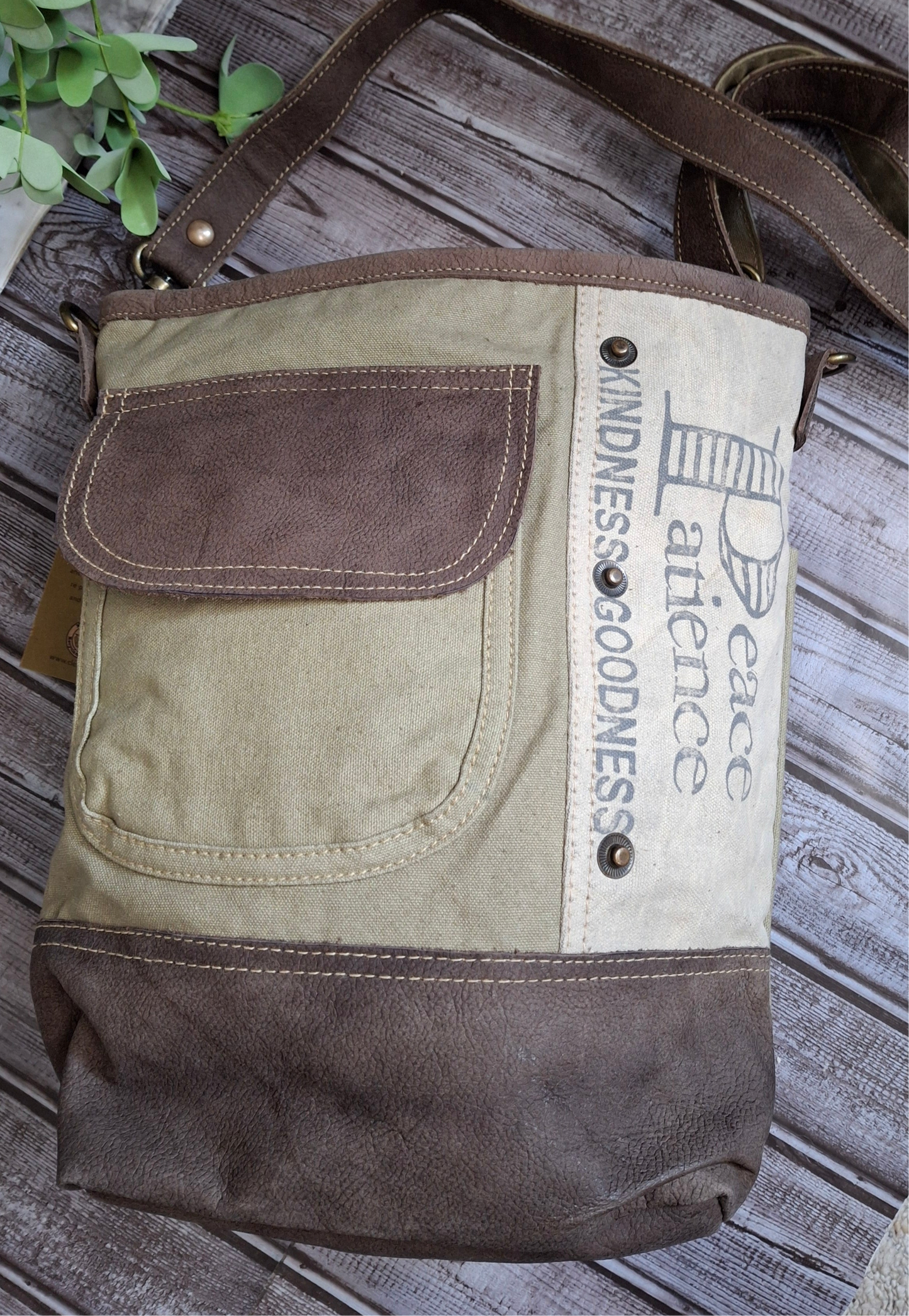 Peace and Patience Green Shoulder Bag - With Purpose Boutique