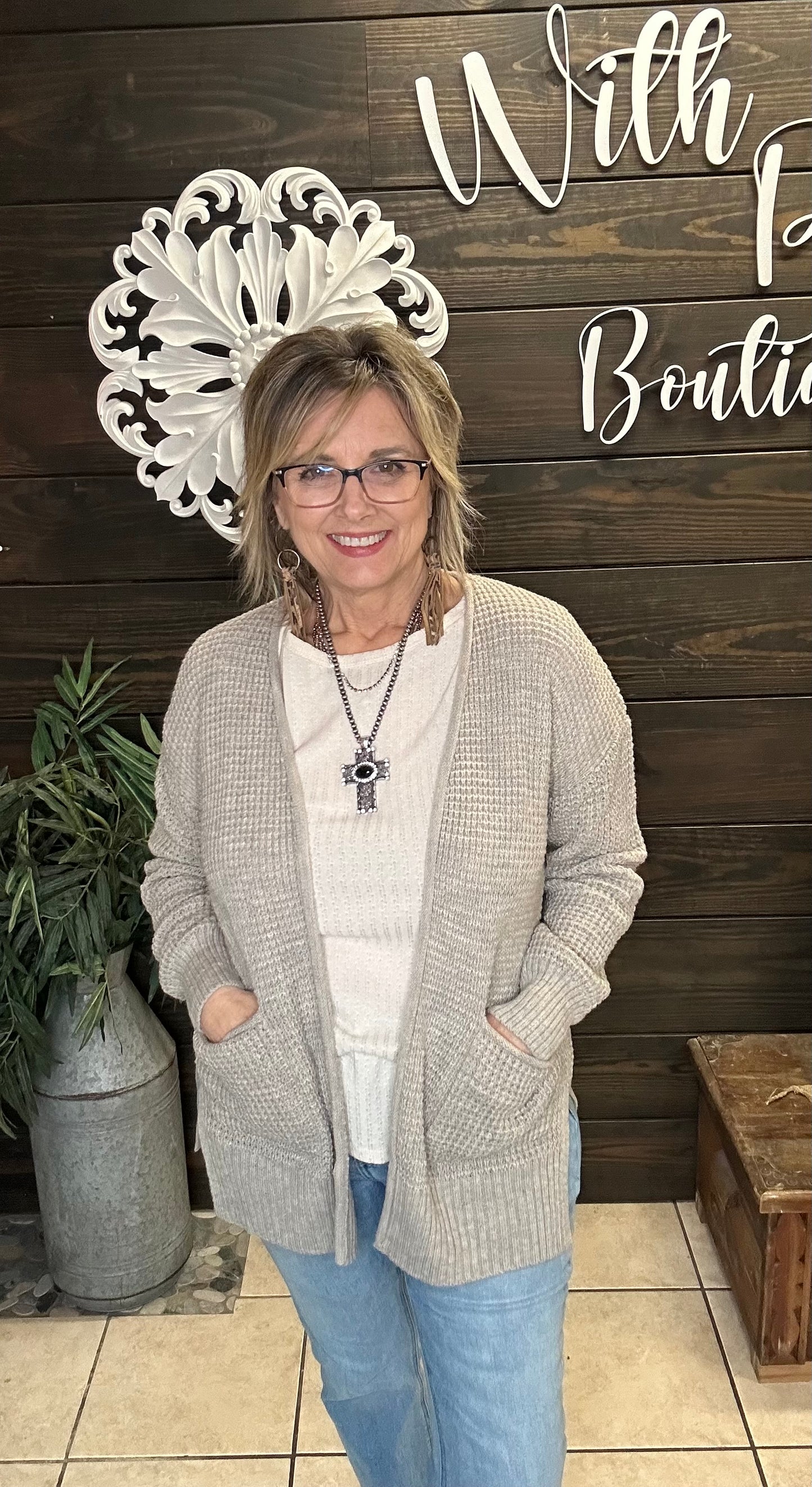 Waffle Knit Cardigan - With Purpose Boutique
