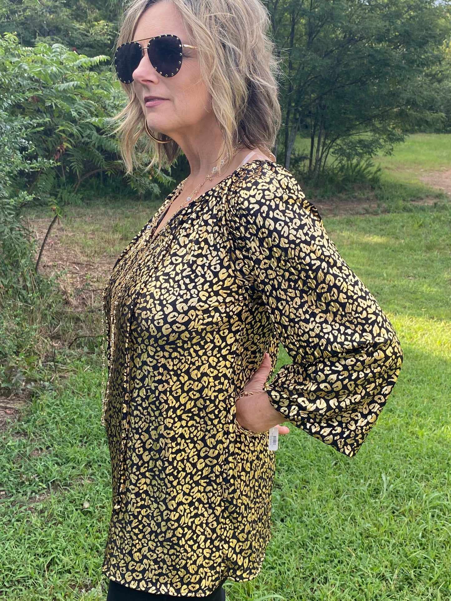 Leopard and gold extra top