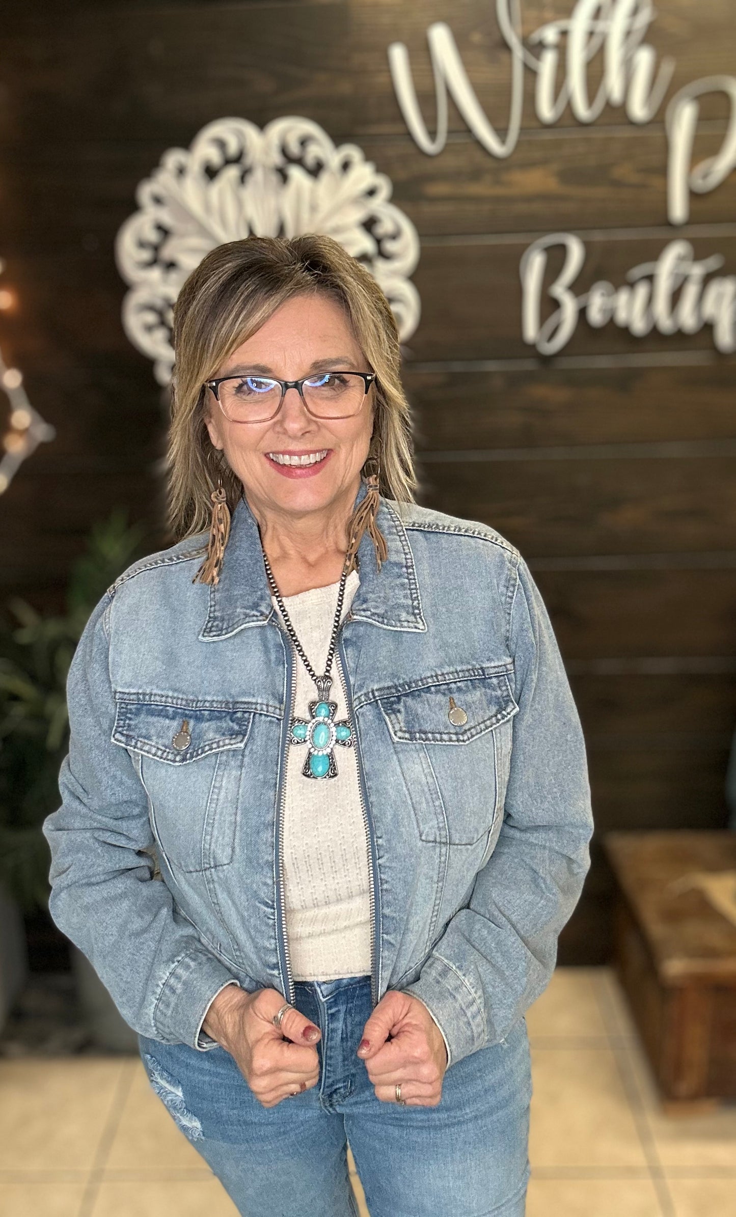 Zip-Up Denim Trucker Jacket - With Purpose Boutique