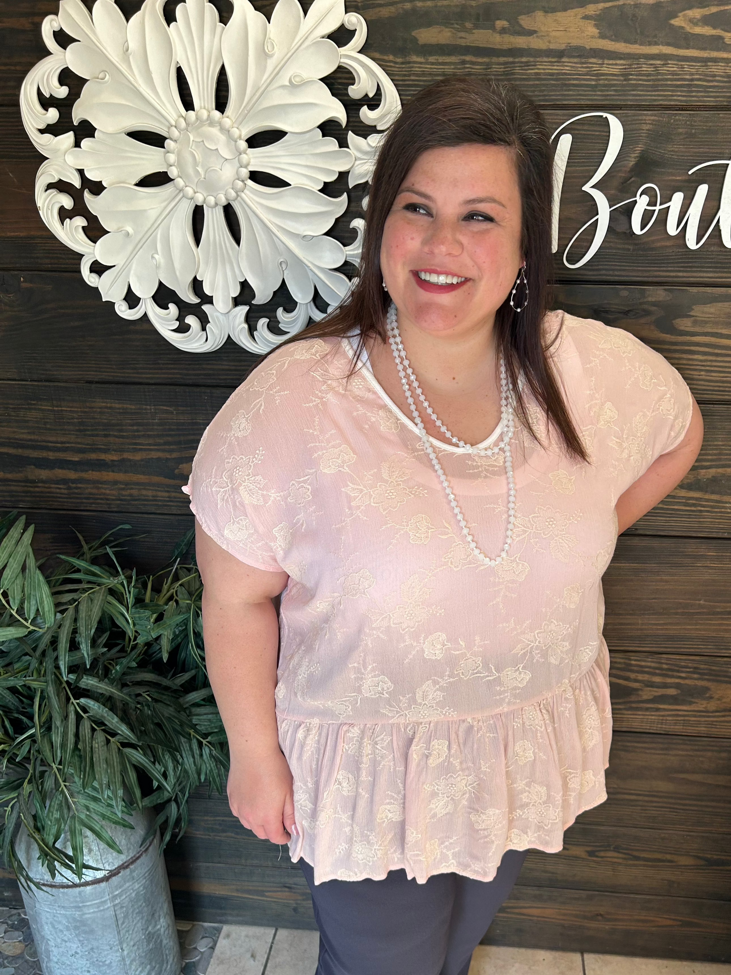 crochet and blush fashion top