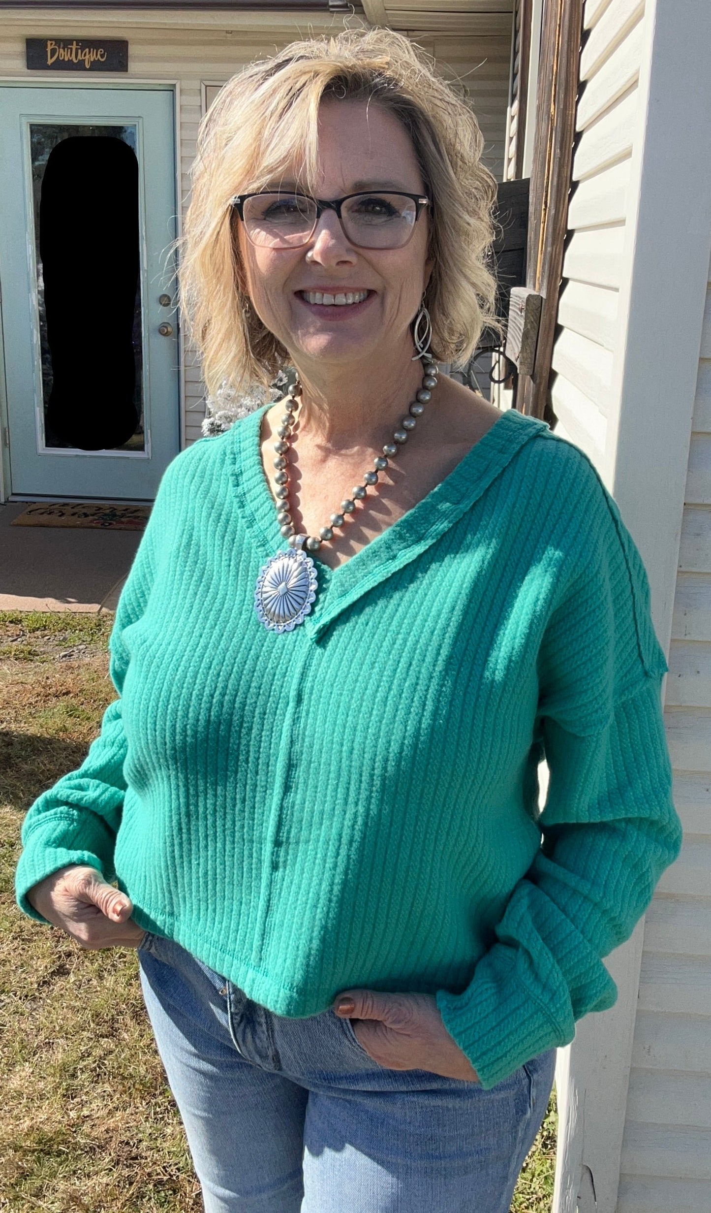 Comfy Sea Foam V neck Top - With Purpose Boutique