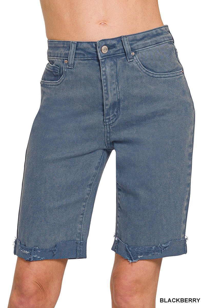 If you are looking for a little more coverage than average shorts, these are for you. They are a cool blackberry color and feature a cuffed hem, with just the right amount of stretch. With a slimer fit we suggest considering sizing up 1 for the perfect fit!
97% Cotton, 3% Spandex/