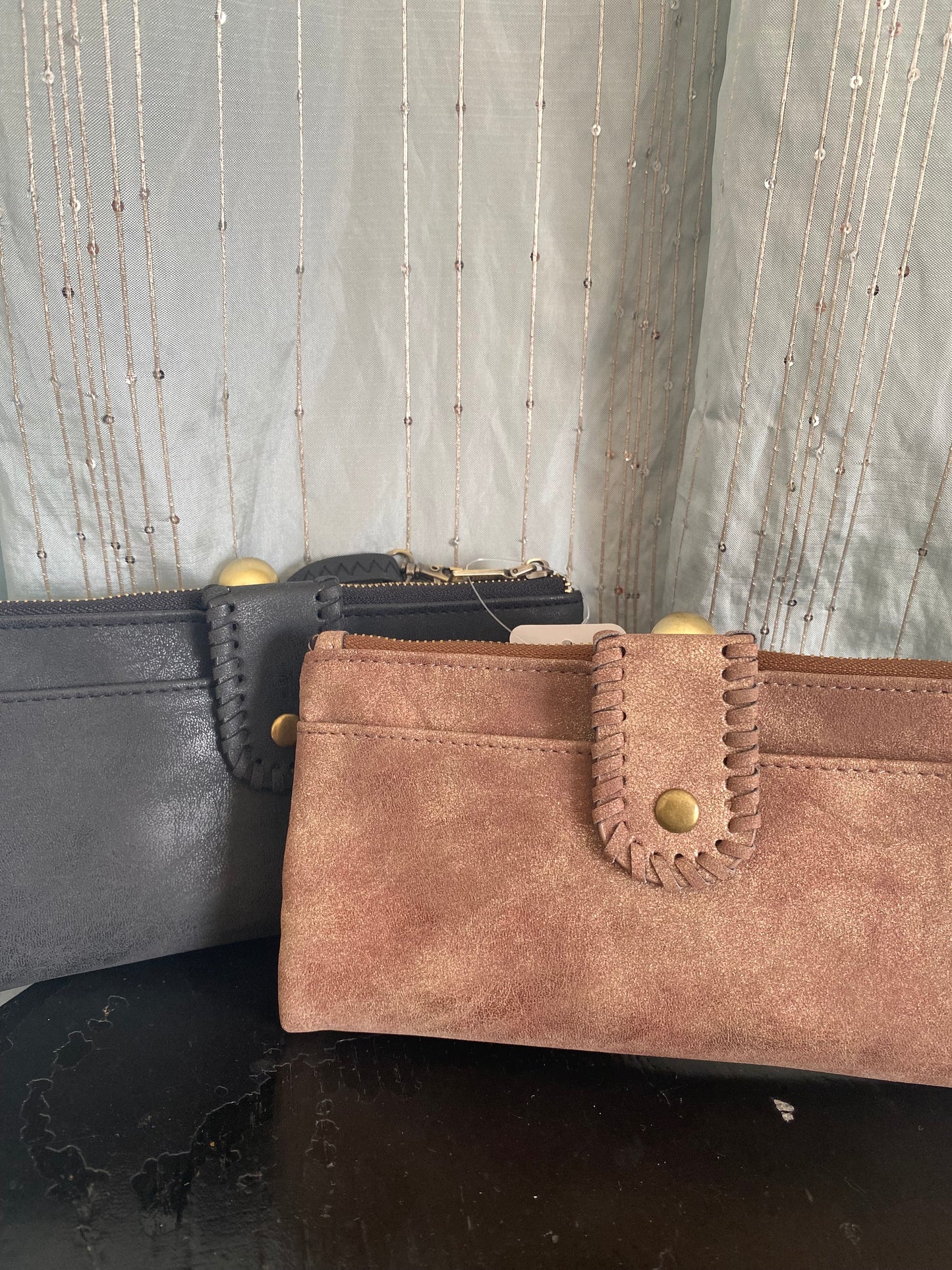 Organizing Wallet with card pockets license protector and checkbook pouch with snap and clutch side