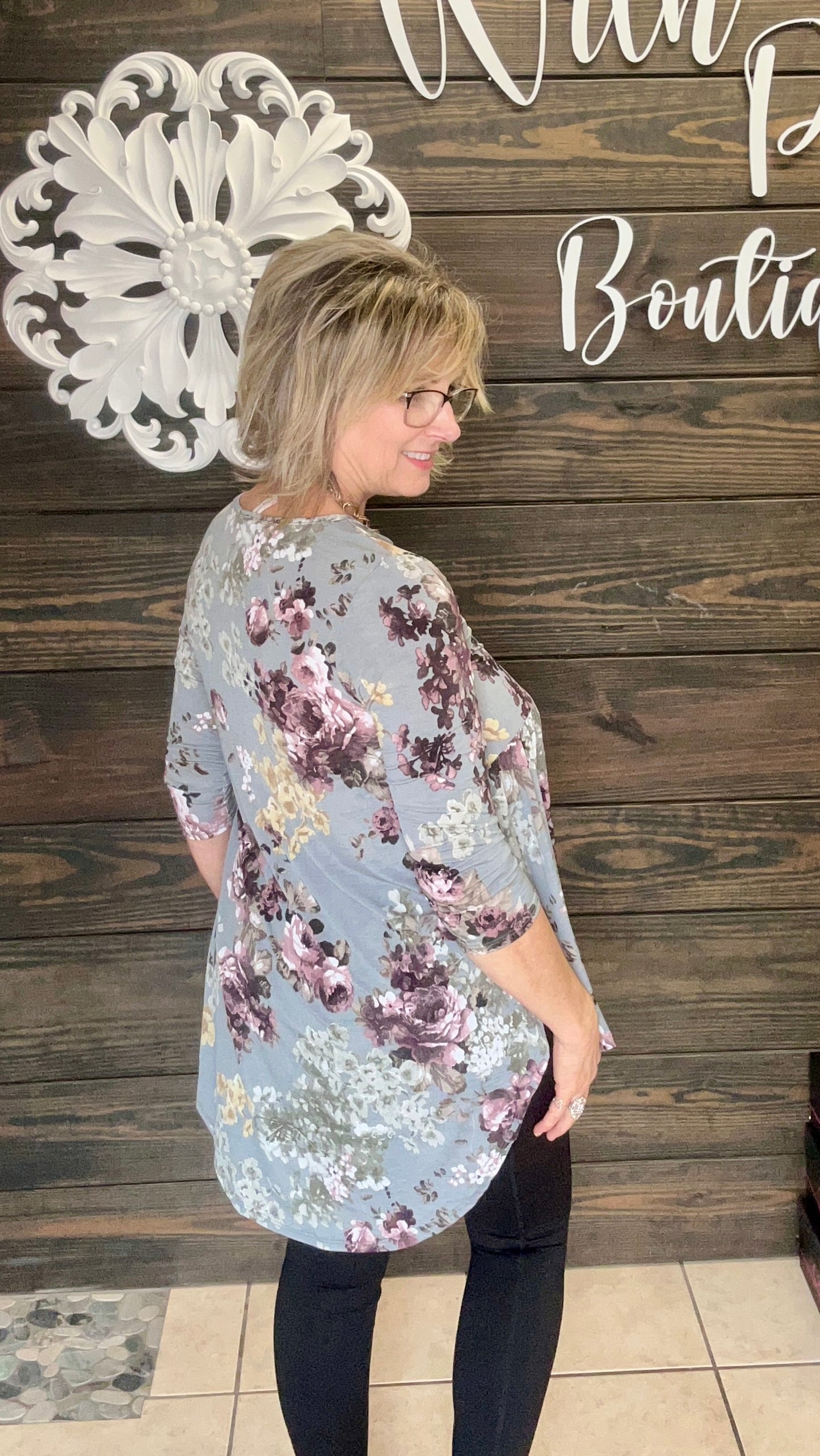 Fall Floral Babydoll Tunic Top