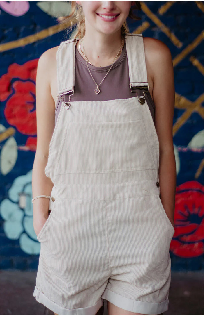 Corduroy overall shorts, adjustable straps