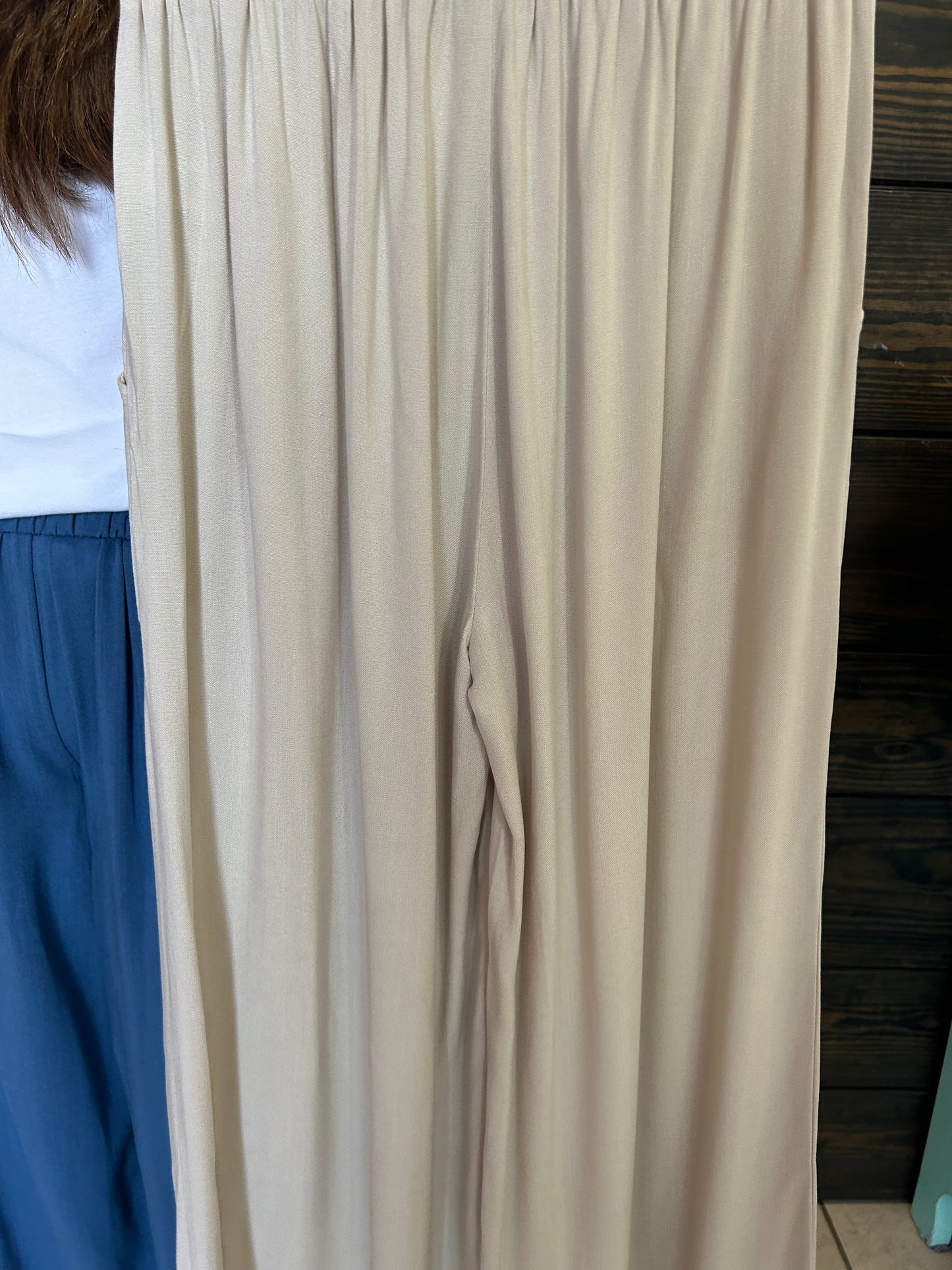 wide leg, pull on style pants, pockets, 100% Rayon