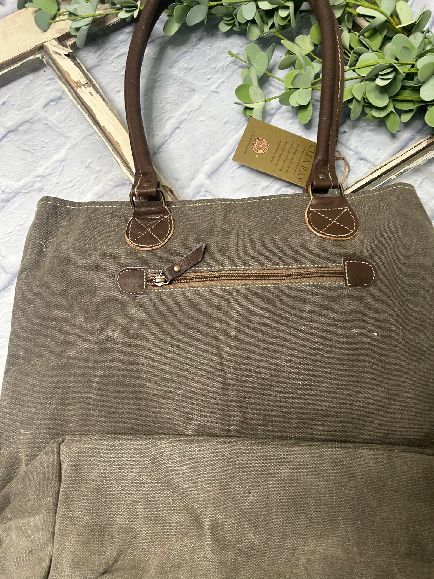 Eagle Tote With Leather Trim Canvas Bag
