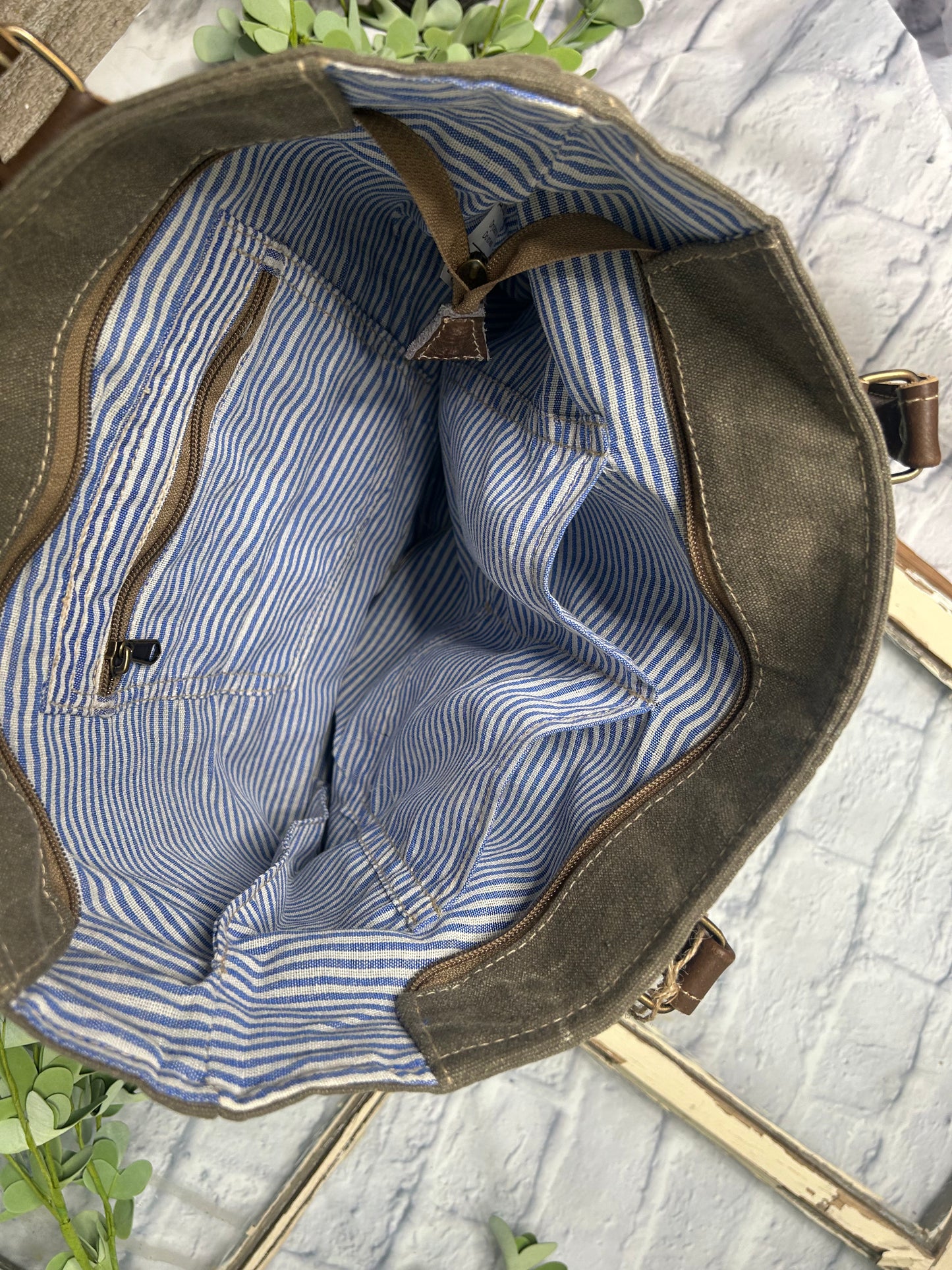 Eagle Tote With Leather Trim Canvas Bag
