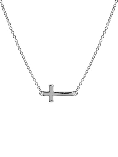 Simple Sideways Cross Necklace