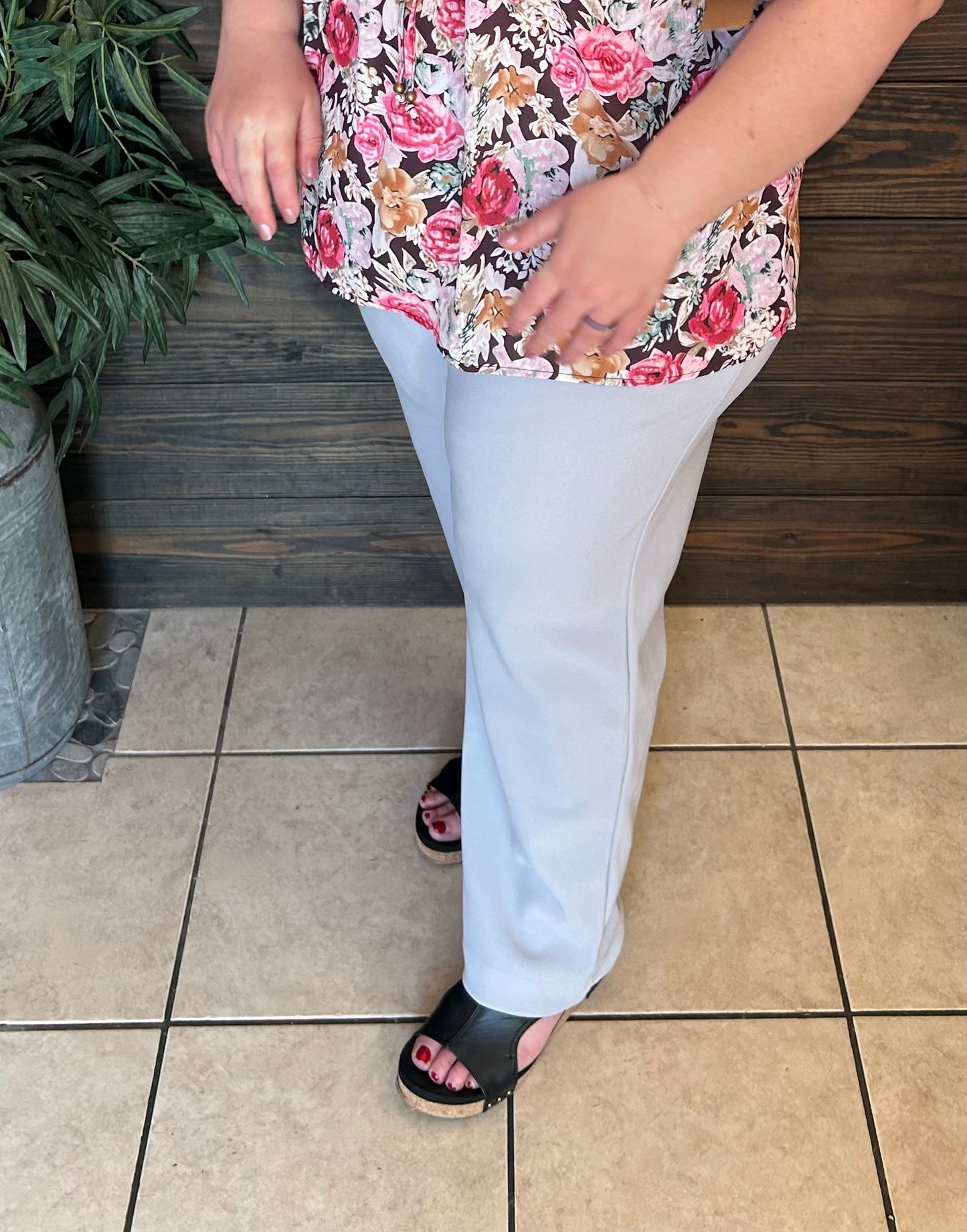 We think you will love these comfortable and versatile Stretch Pull On Dress Pants-Plus! The trendy 7/8 length and wide stretch waistband offer a great fit, while front pockets are a must! With a straight fit and easy styling, these pants are both fashionable and comfortable. Weather pairing for work, dressy, casual or in between, these will be a go to choice!
100% Polyester/Fits true to size