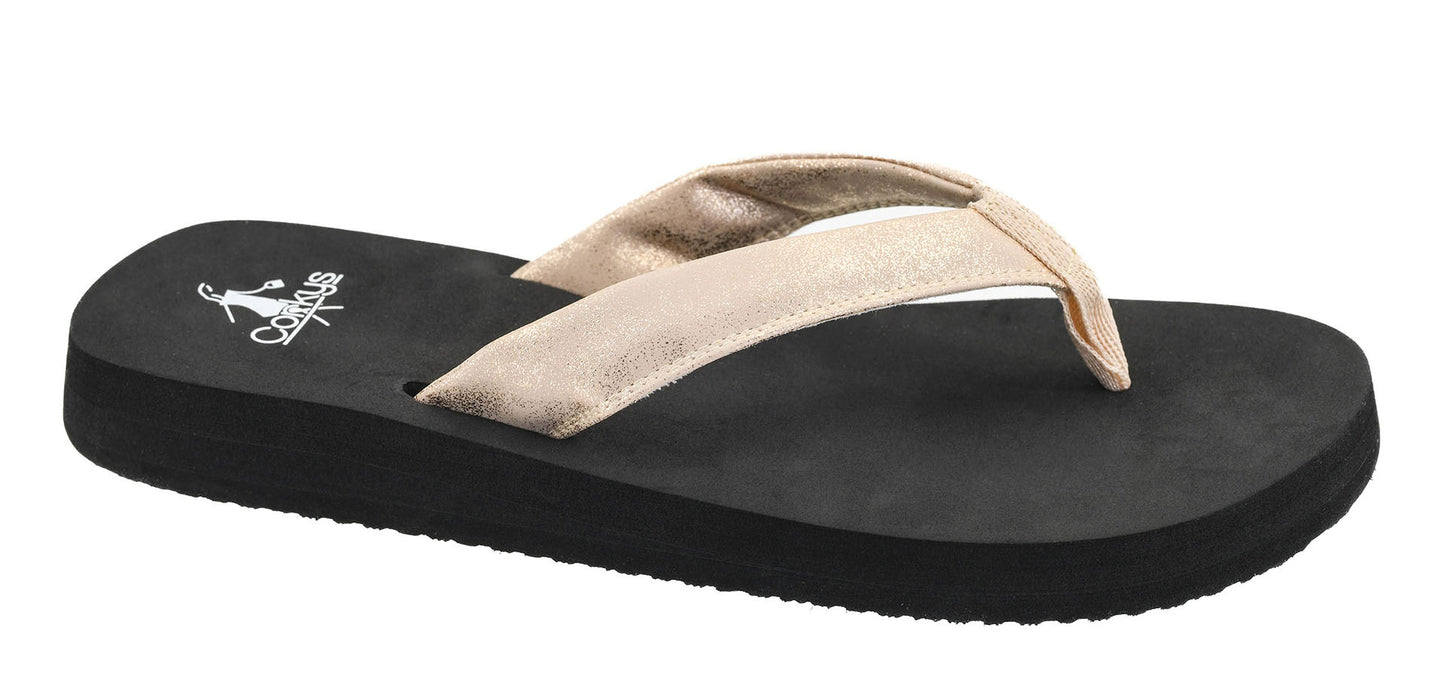 Corky's summer plans gold strap flip flop