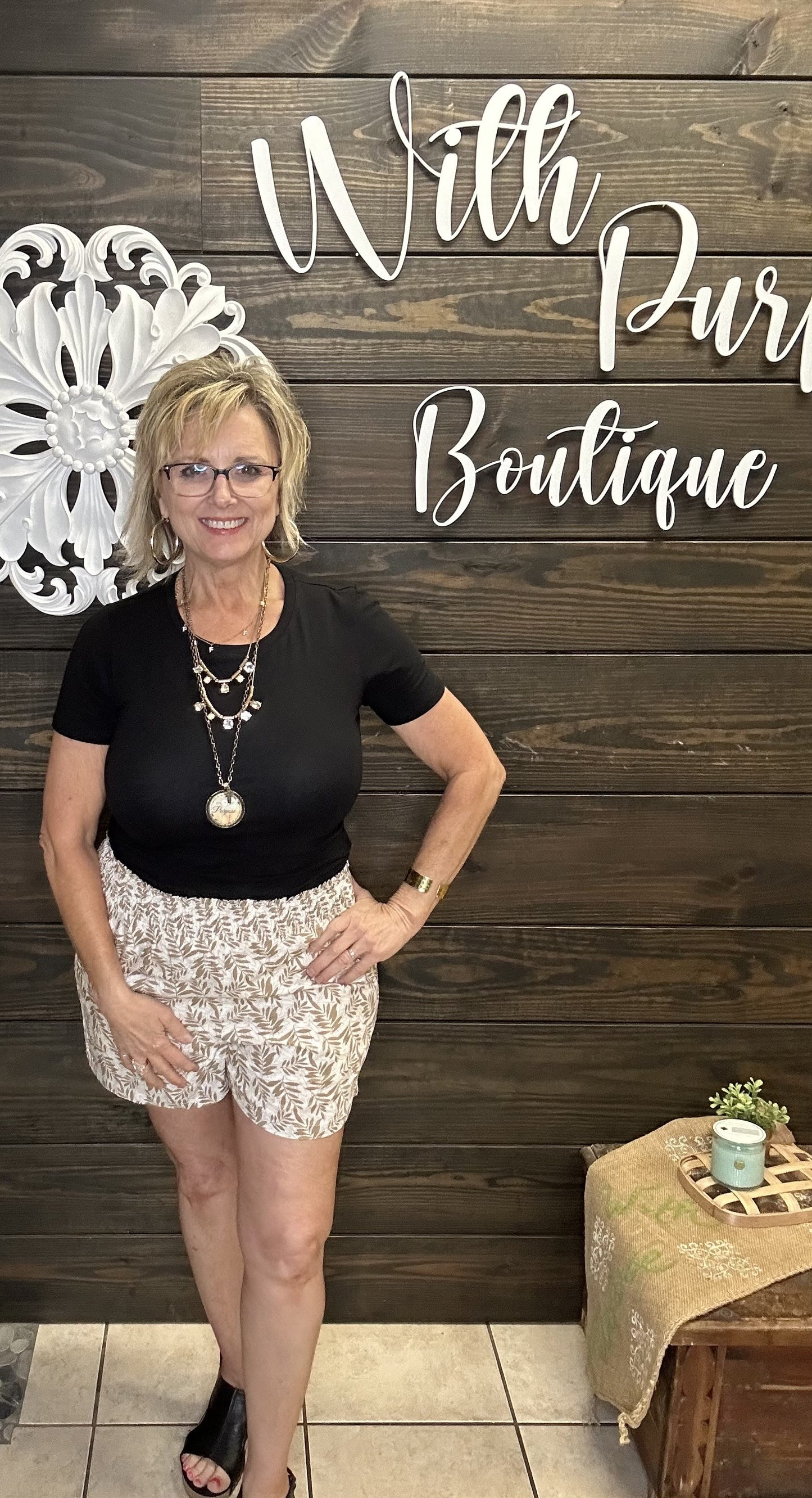 Taupe Floral Easy Shorts