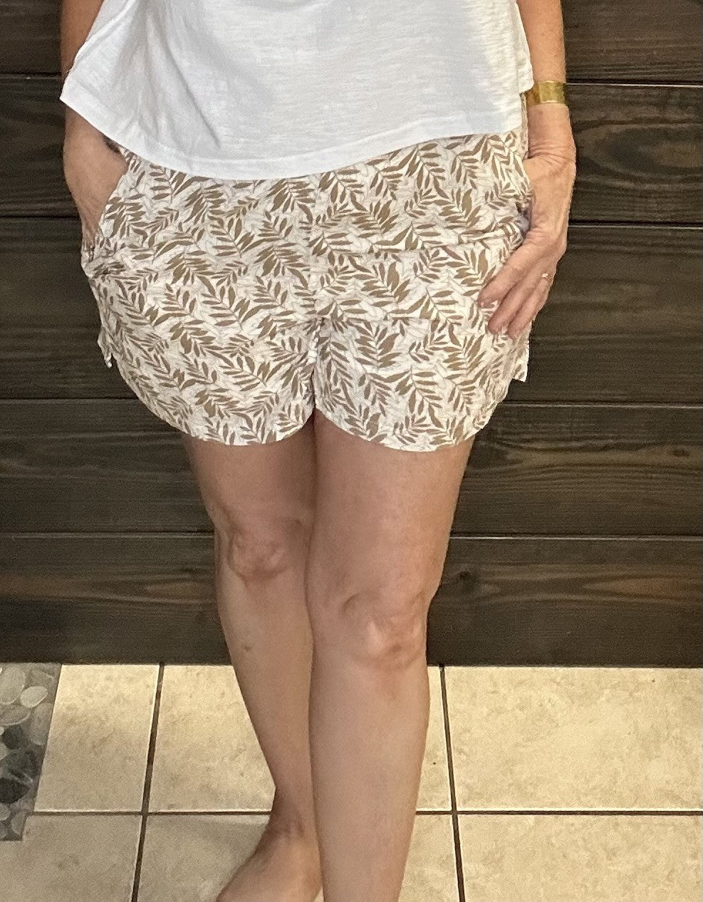 Taupe Floral Easy Shorts