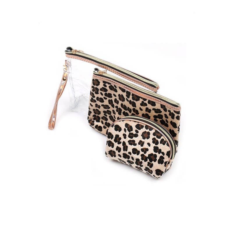 Leopard Cosmetic Pouch Set - With Purpose Boutique