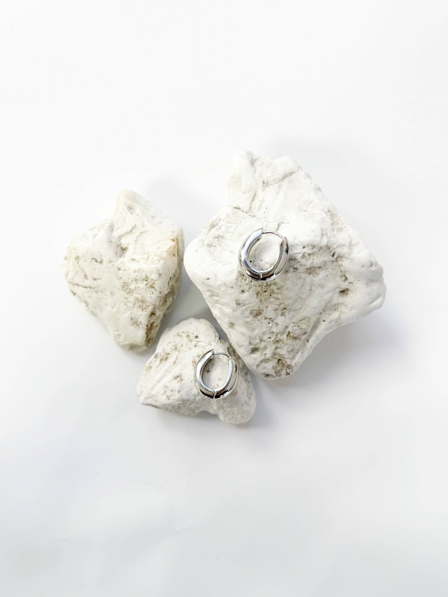 Small Oval Huggie Hoops, Silver - With Purpose Boutique