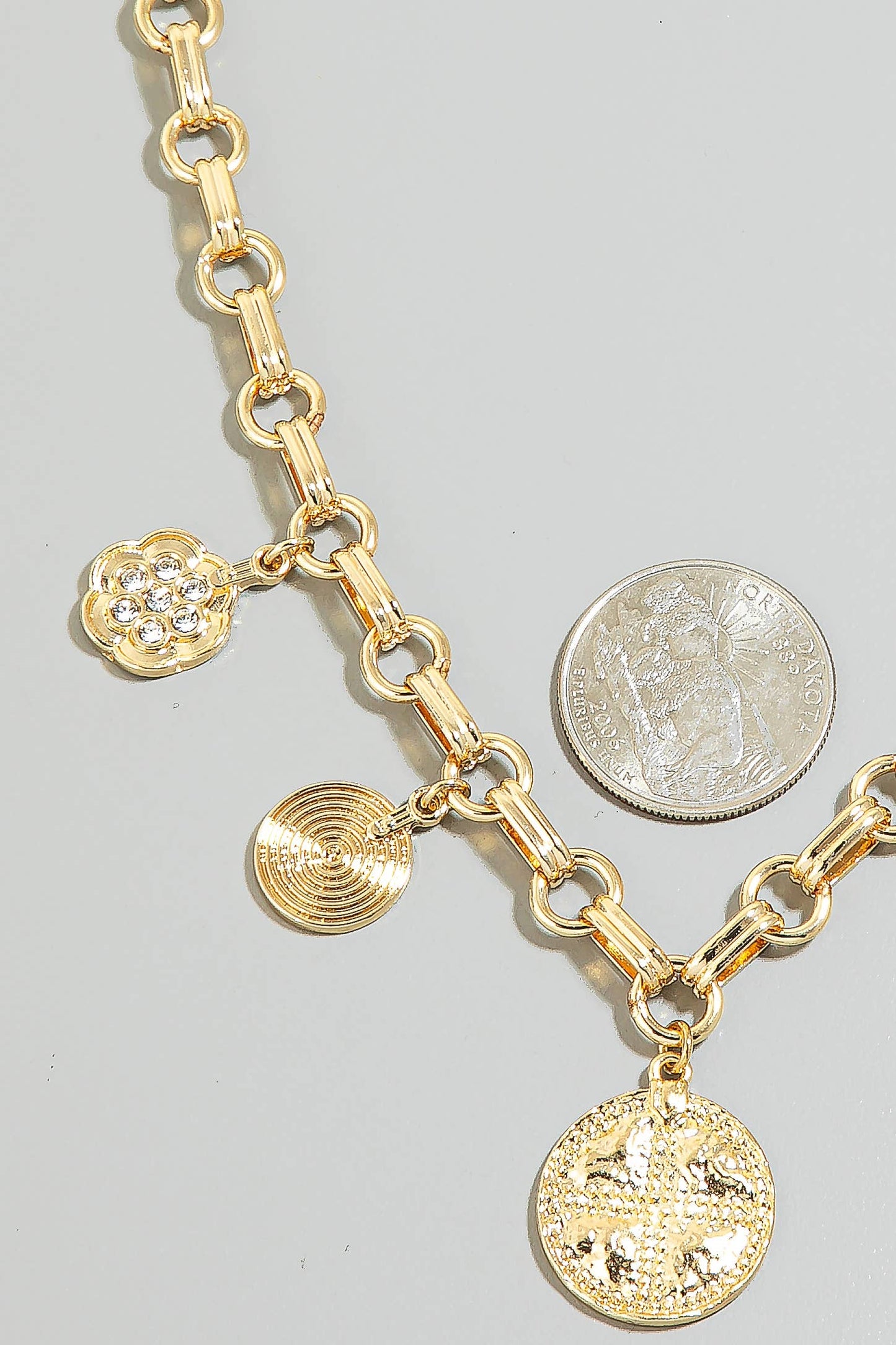 Mixed Coin Charms Chain Necklace