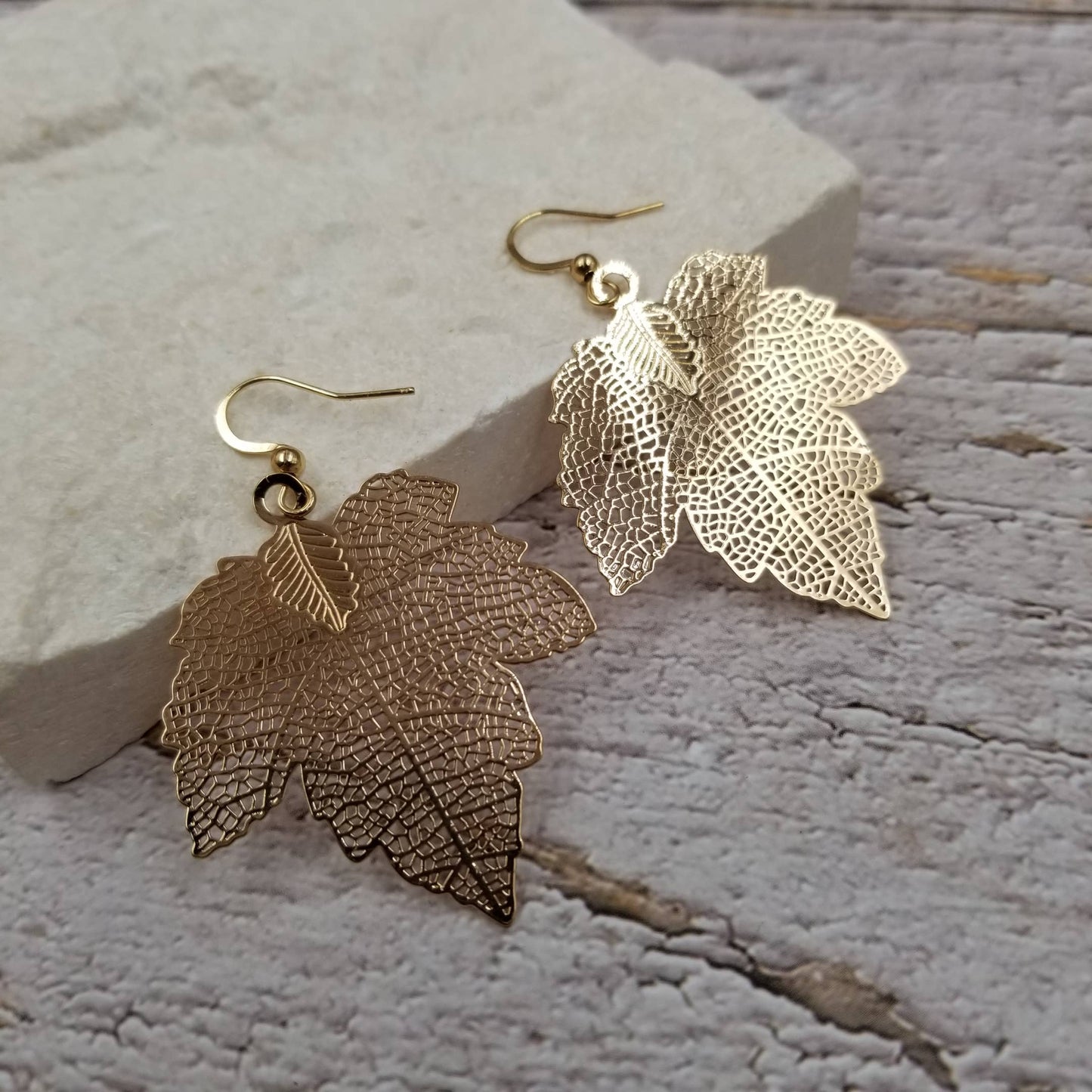 Gold Fall Maple Leaf Earrings - With Purpose Boutique