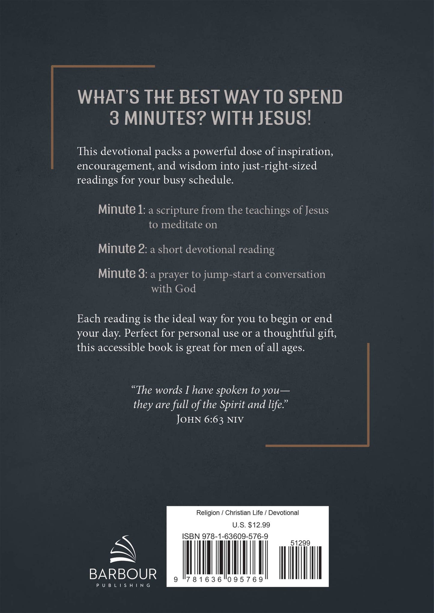 3 Minutes with Jesus: 180 Devotions for Men - With Purpose Boutique