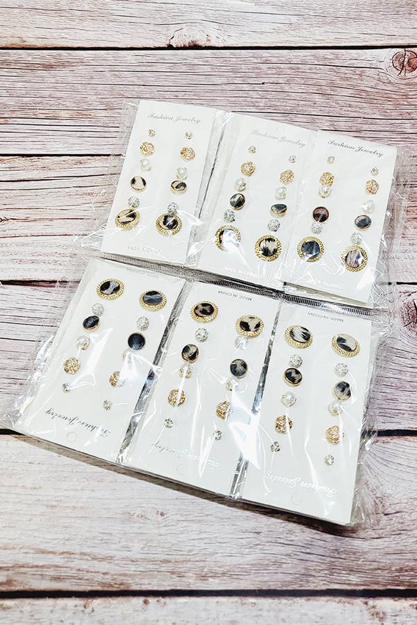 Animal Print Stud Earrings Set - With Purpose Boutique