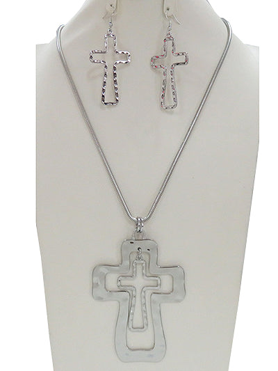 Double Cross Necklace Set