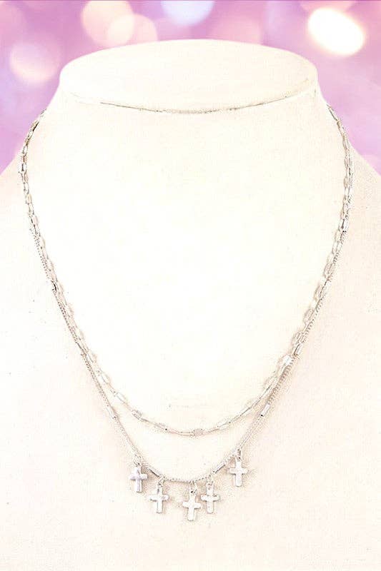 DETAILED CHAIN DANGLING CROSS PENDANT NECKLACE - With Purpose Boutique