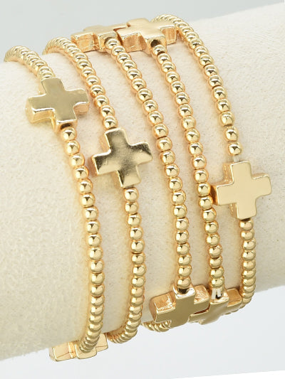 5 separate strands, stretchable, cross bracelets