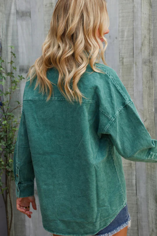 Green Ribbed Shacket - With Purpose Boutique