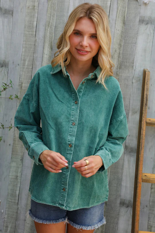 Green Ribbed Shacket - With Purpose Boutique