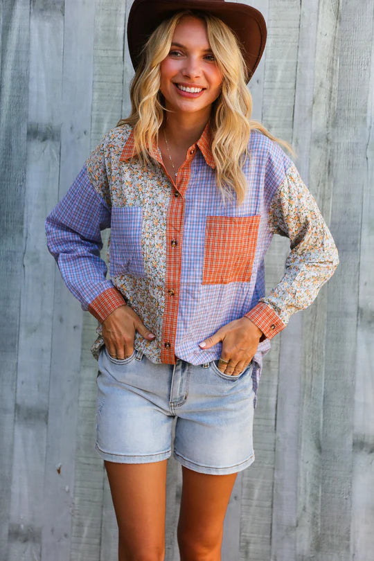 Show your whimsical side with the Plaid Floral Patchwork Top, featuring lightweight fabric and contrasting floral and plaid patterns. This trendy button-up is perfect to wear on its own or layer for added style and comfort. Elevate your wardrobe with a playful piece that blends charm and versatility effortlessly.
fits slightly relaxed; 65% Cotton 35% Polyester