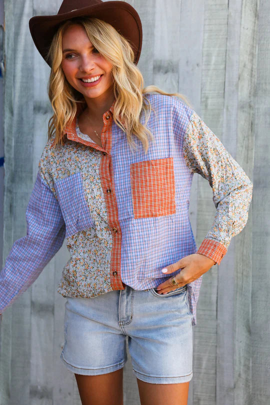 Show your whimsical side with the Plaid Floral Patchwork Top, featuring lightweight fabric and contrasting floral and plaid patterns. This trendy button-up is perfect to wear on its own or layer for added style and comfort. Elevate your wardrobe with a playful piece that blends charm and versatility effortlessly.
fits slightly relaxed; 65% Cotton 35% Polyester