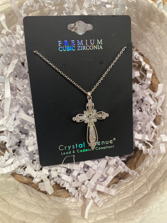 Cubic Zirconia Cross Necklace